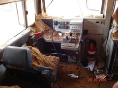 Who overfilled the sand box?  Locomotive FQ04 cab filled with soil