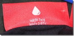 "Wash this when dirty" clothes label