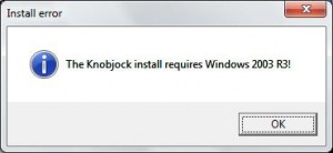 Install error screen - you require Windows 2003 R3
