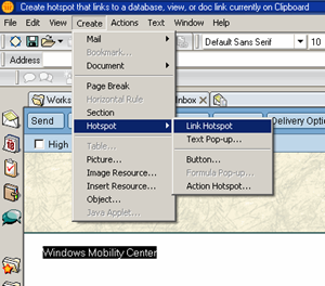 Creating a web link in Lotus Notes - Step 1